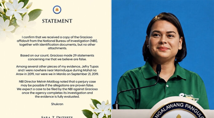 Duterte expects NBI action over Gracioso affidavit after evidence review